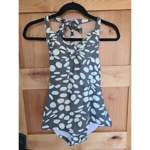 Boden Polka‎ Dot One Piece Swimsuit Sz 4 Sweetheart Neckline Halter Adjustable S